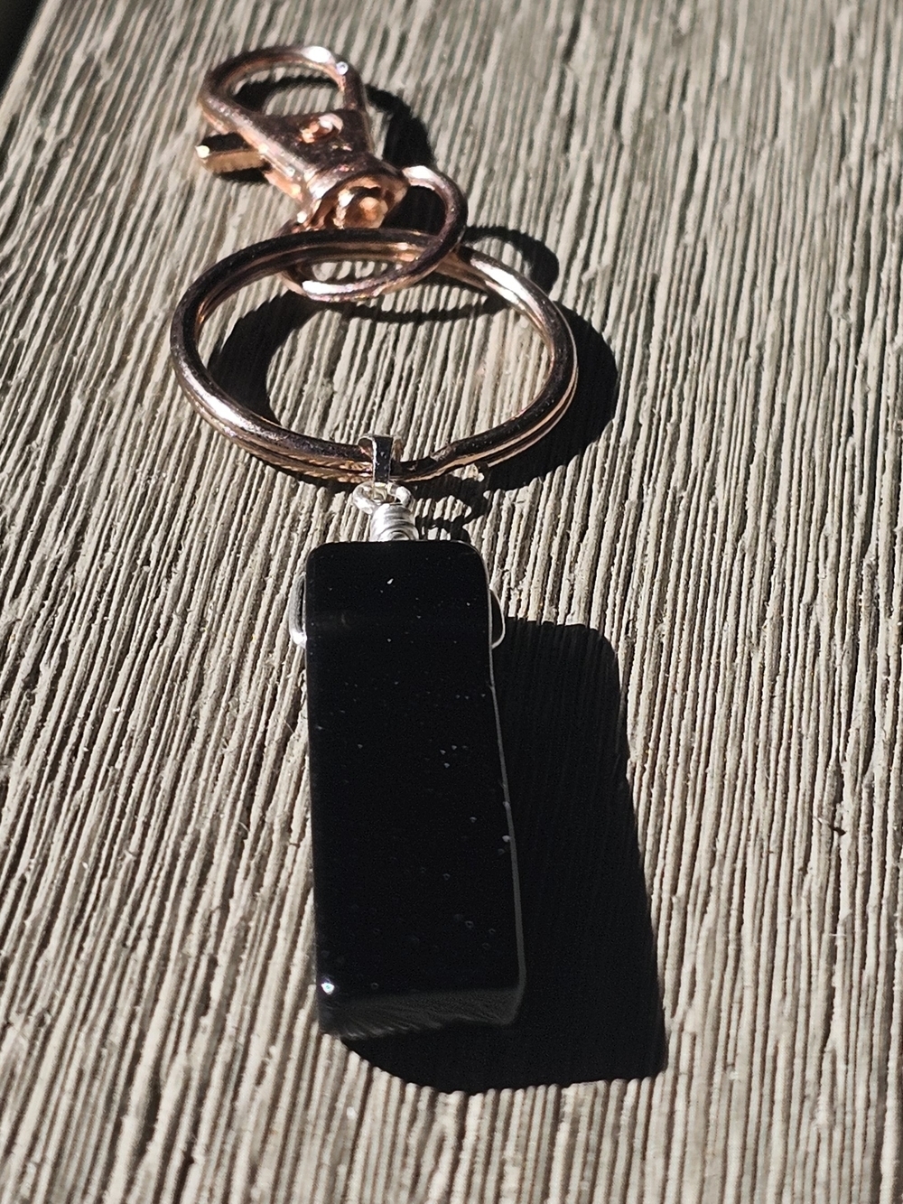 Black & Rose Gold Phone Charm Keyring - Handmade